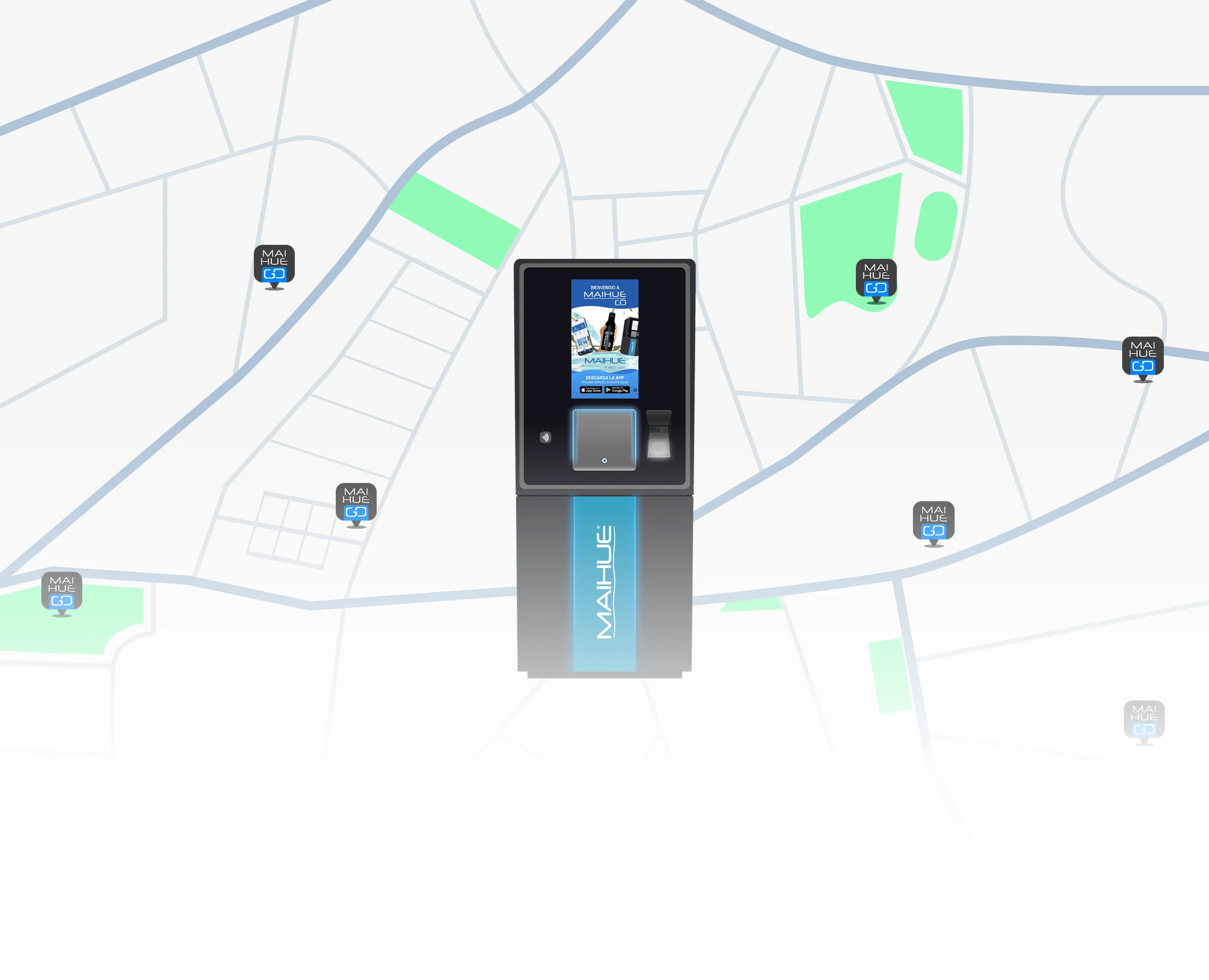 Map of MaihueGO totem locations in the city (desktop)