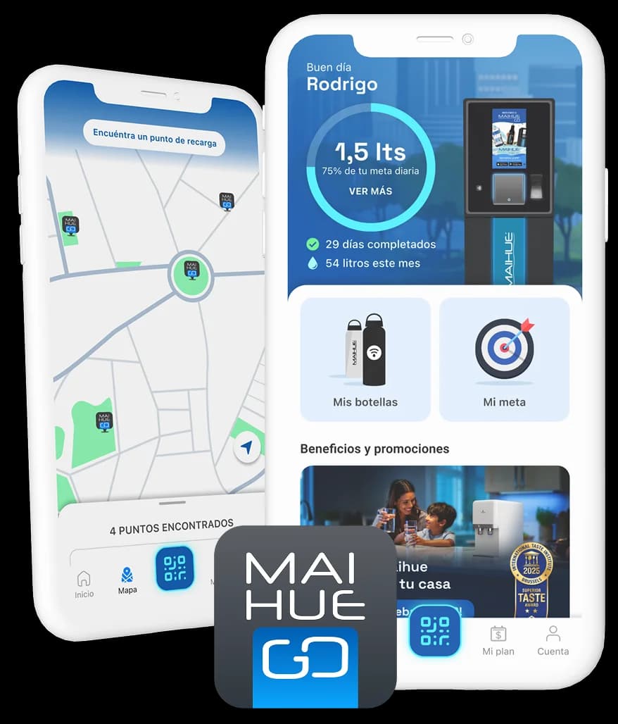 Aperçu de l'application MaihueGO sur smartphone
